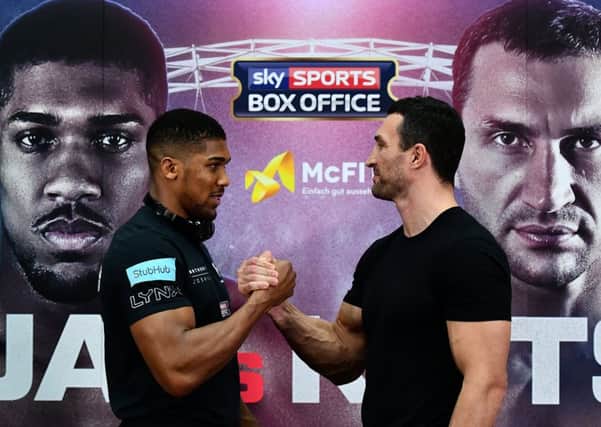James DeGale fully expects Britains Anthony Joshua, left, to emerge victorious from his contest with Wladimir Klitschko at Wembley in June. Picture: Dan Mullan/Getty Images