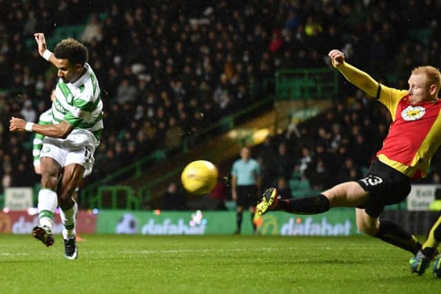 Scott Sinclair scores Celtic's winning goal against Partick Thistle. Picture: SNS.