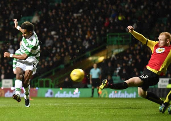 Scott Sinclair scores Celtic's winning goal against Partick Thistle. Picture: SNS.