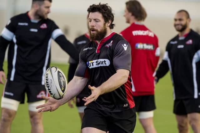 Edinburgh's Alasdair Dickinson in training ahead of the 1872 Cup clash with Glasgow Warriors. Picture: Paul Devlin/SNS