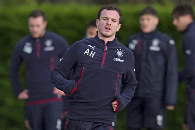Rangers midfielder Andy Halliday in training ahead of his side's Premiership game against Inverness at Ibrox. Picture: SNS Group