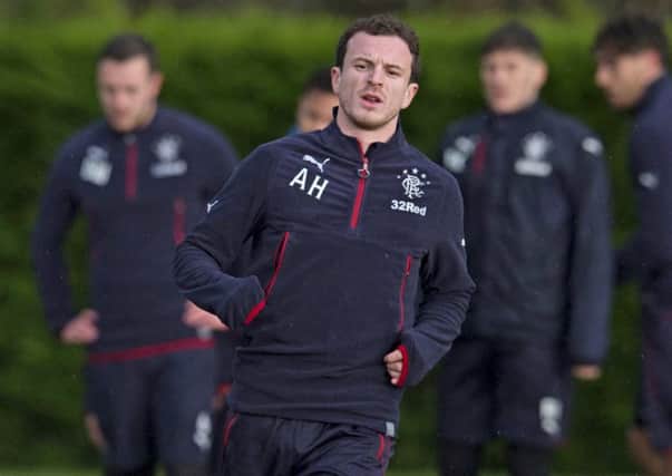 Rangers midfielder Andy Halliday in training ahead of his side's Premiership game against Inverness at Ibrox. Picture: SNS Group