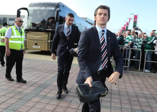 Joey Barton arrives at Celtic Park during his short-lived stint as a Rangers player. Picture: Getty
