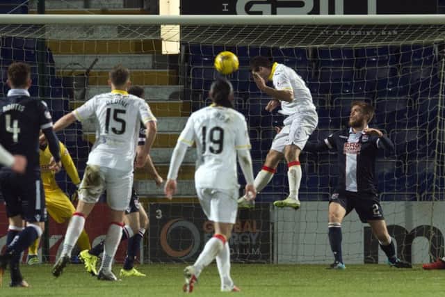 Partick's Kris Doolan scores Thistle's second goal. Picture: SNS