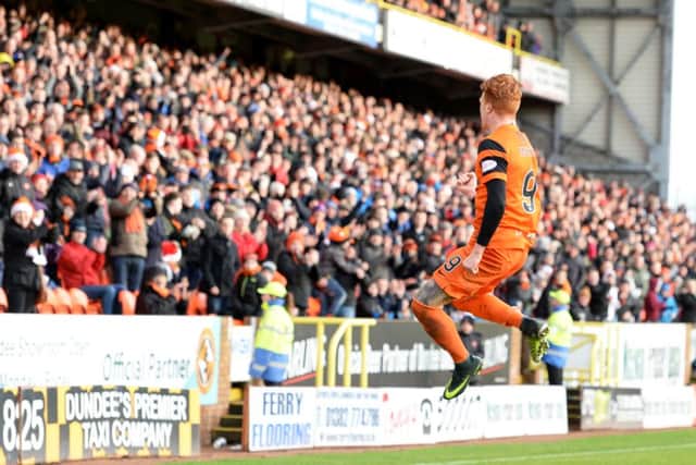Dundee United's Simon Murray celebrates putting his side in the lead at Tannadice. Picture: Paul Devlin/SNS