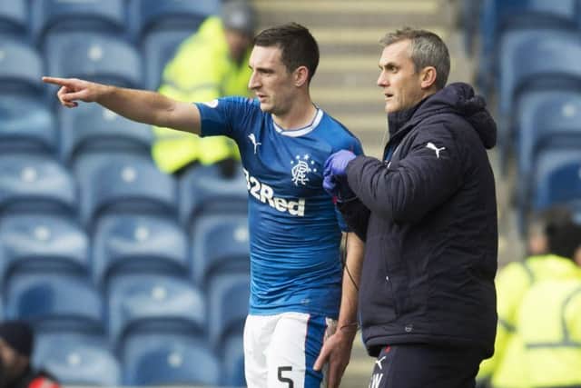 Lee Wallace after receiving treatment during Saturday's win over Inverness CT. Picture: SNS