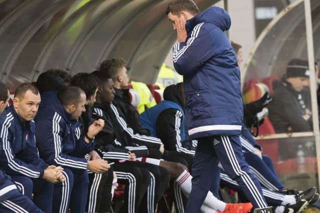 Hamilton manager Martin Canning was the subject of abusive chanting during the defeat by Celtic. Picture: Craig Williamson/SNS