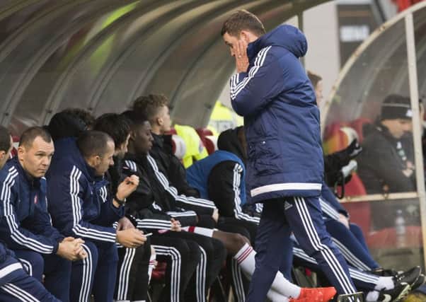 Hamilton manager Martin Canning was the subject of abusive chanting during the defeat by Celtic. Picture: Craig Williamson/SNS