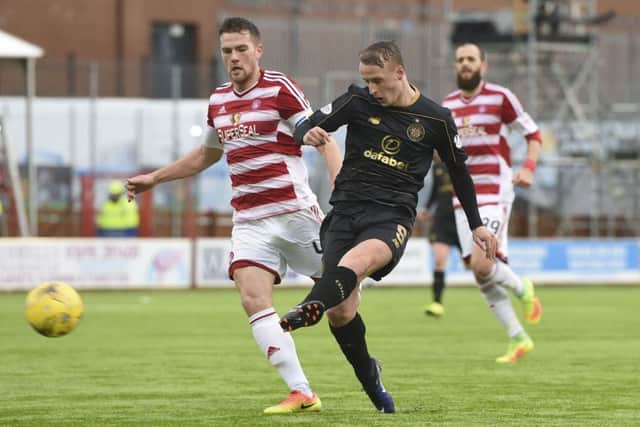Leigh Griffiths opens the scoring for Celtic. Picture: SNS.