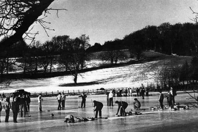 Curling on the Low Pond at Penicuik House, around 1947. PIC Contributed.