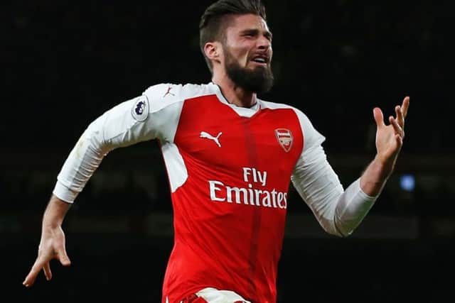 Olivier Giroud celebrates after his 86th-minute strike. Picture: Getty.