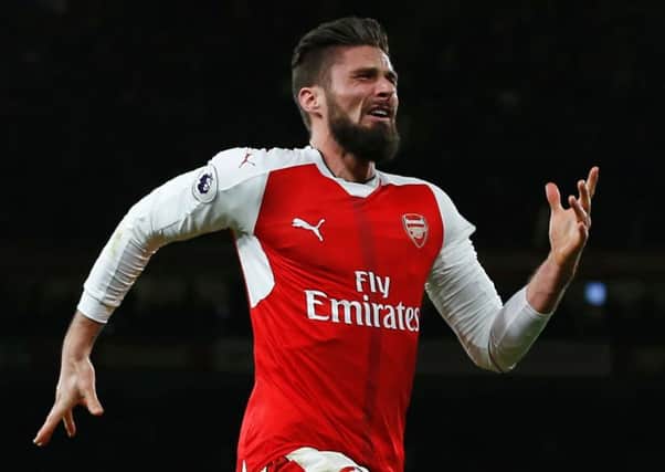 Olivier Giroud celebrates after his 86th-minute strike. Picture: Getty.