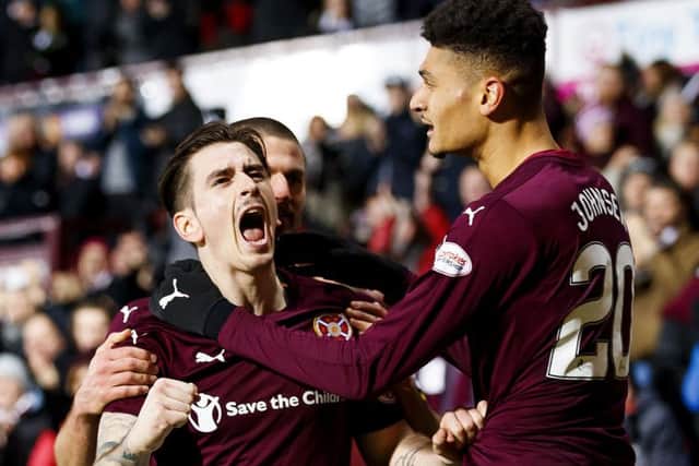 Hearts' Jamie Walker celebrates his second of the night and the final goal in his team's 4-0 rout of Kilmarnock. Picture: SNS