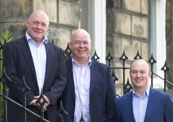 From left: Marcus Noble, Scott Carnegie and Stuart Mitchell of Edinburgh-based Quest Corporate. Picture: Jane Barlow