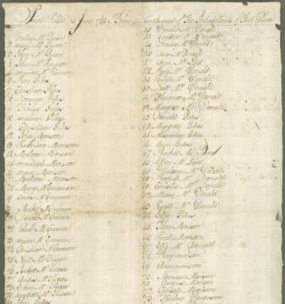 A 250-year-old census showing the earliest recorded list of the population living on the islands. Picture: SWNS