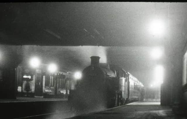 A steam train pulls into the now disused Glasgow Central low level platform c1955. Picture: HC Casserley