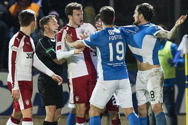 It was a frustrating night for Rangers at McDiarmid Park. Picture: SNS