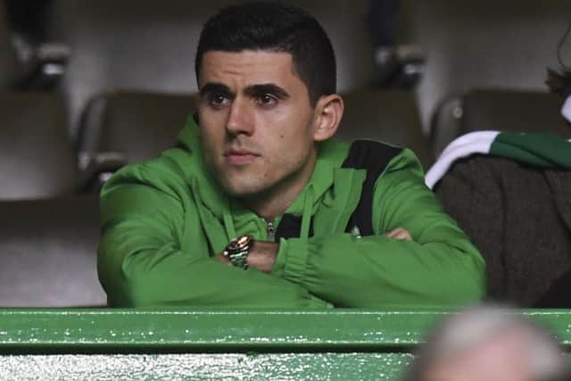 Celtic's Tom Rogic watches the win over Ross County from the stand. Picture: Craig Williamson/SNS