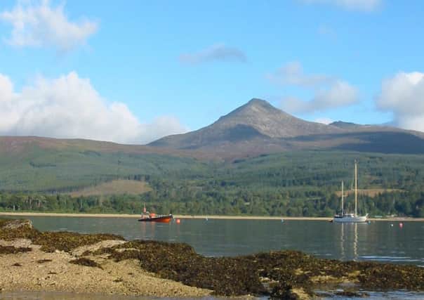 The clear waters of Brodick Bay.