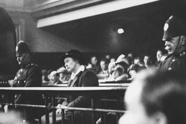 Nurse Mary Ritchie of Lanark in the dock during her trial on a charge of culpable homicide at Glasgow High Court in 1925. She was acquitted. Picture: Hulton Archive/Getty