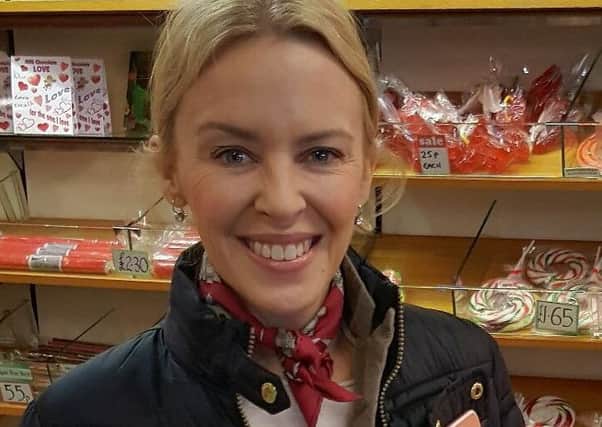 Kylie Minogue popped into a sweet shop in Ballater. Picture: Facebook
