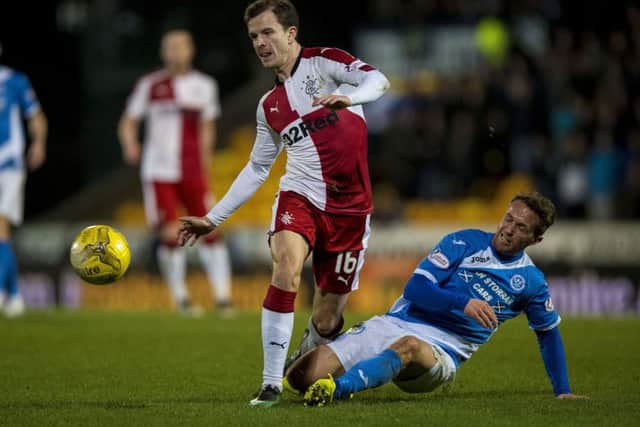 Rangers midfielder Andy Halliday gets away from St Johnstone's Chris Millar during the 1-1 draw at McDiarmid Park in midweek. Picture: Craig Watson/PA