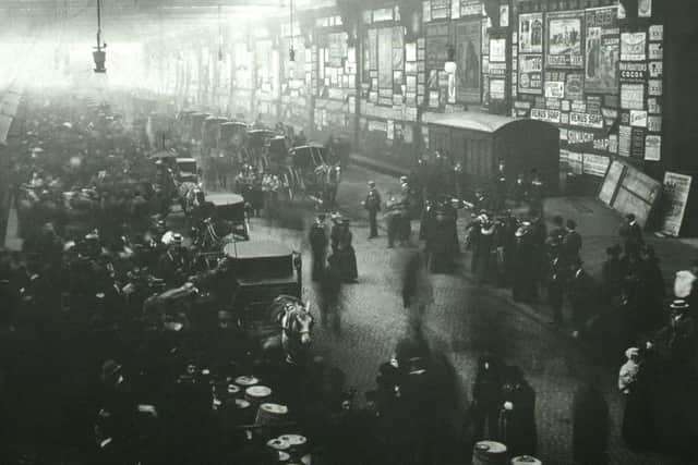The original Glasgow Central concourse, with horsedrawn cabs able to park adjacent to the trains, pictured shortly after the station opened. Picture: Network Rail