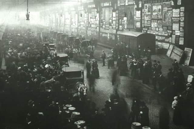 The original Glasgow Central concourse, with horsedrawn cabs able to park adjacent to the trains, pictured shortly after the station opened. Picture: Network Rail