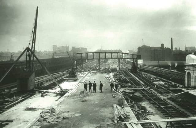 The new approach bridge over the Clyde, built 1901-05. The roof of the former Bridge Street station can be seen in the distance. Picture: Network Rail