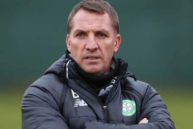 Celtic manager Brendan Rodgers looks on during a training session at Lennoxtown Training Centre. Picture: Ian MacNicol/Getty Images