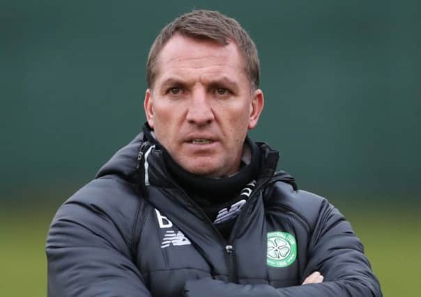Celtic manager Brendan Rodgers looks on during a training session at Lennoxtown Training Centre. Picture: Ian MacNicol/Getty Images