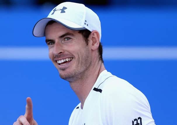 Andy Murray of Great Britain reacts during the play-off match for third place of the Mubadala World Tennis Championship. Picture: Getty