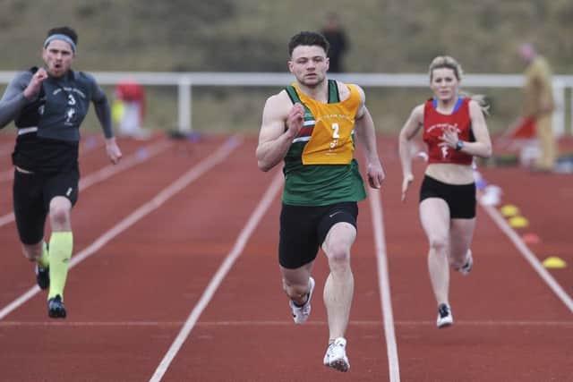 Jordan Charters from Dolphinton won Heat 3 from Lea Stephenson (Tynedale AC) and Jessie Concannon from Dunfermline.

 Picture: Neil Hanna