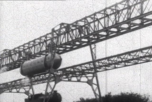 James Anderson's 1931 footage of the experimental railplane built over the railway line in Milngavie. Picture: National Library of Scotland
