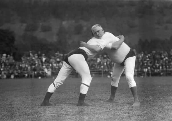 1st August 1912:  Robinson getting a hold on F Pickering during the Heavyweight Sports at Windermere. Picture: Getty Images