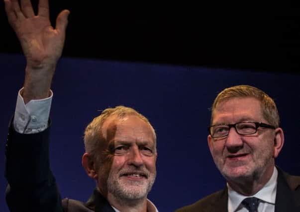 Jeremy Corbyn, leader of Labour Party, stands next to Len McCluskey, General Secretary of Unite. Pictue Getty images