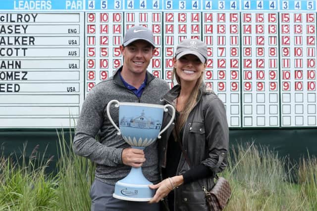 Rory McIlroy, pictured with fiancee Erica Stoll after winning the Deutsche Bank Championship at TPC Boston in September, will be hoping his late-season form continues into this year's majors. Picture: David Cannon/Getty
