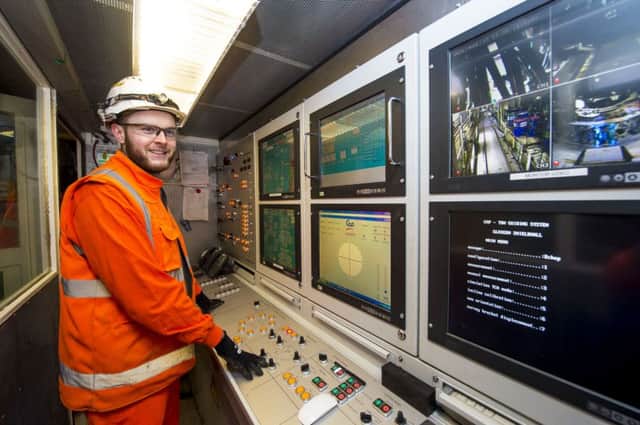 Tom Rushe at work underground on the Shieldhall tunnel project in Glasgow. Picture: SNS