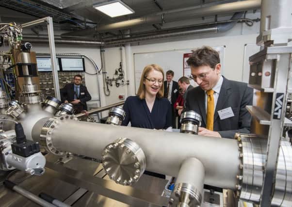 Minister for higher education Shirley-Anne Somerville, pictured with Dr Peter Wahl, officially opened the lab at St Andrews University. Picture: Alan Richardson
