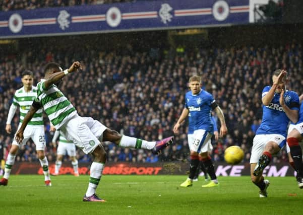 Moussa Dembele levels in the scores in Saturday's Hogmanay derby. Picture: SNS