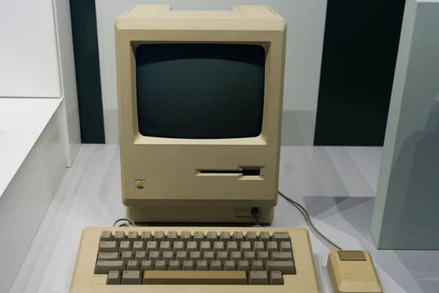 An old Apple Mac computer.