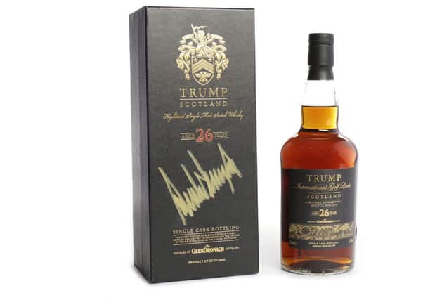 The rare bottle is signed by President-elect Donald Trump.