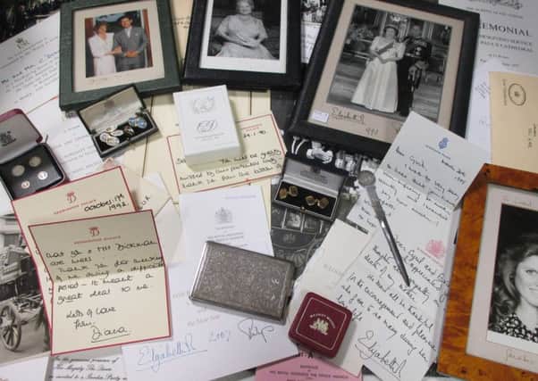 A selection of correspondence and memorabilia sent by the late Princess Diana. Picture: AFP/Getty Images