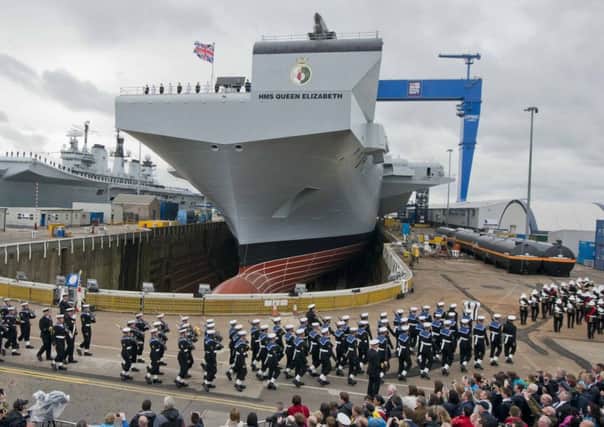 The Royal Navy aircraft carrier Queen Elizabeth II at Rosyth. Picture: Getty Images