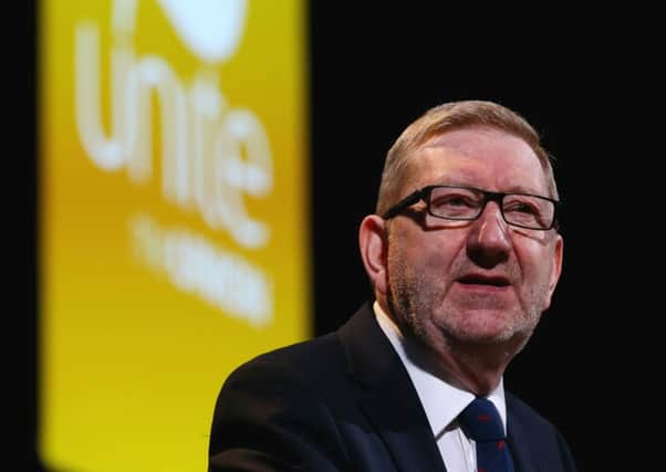 Len McCluskey brought his campaign to continue as Unite leader to Scotland yesterday. Picture: PA