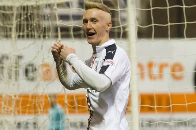 Falkirks Craig Sibbald celebrates his second goal.  Picture: Craig Foy/SNS