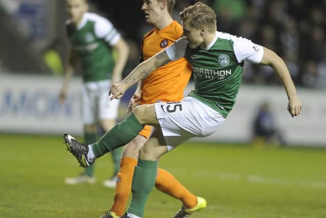 Jason Cummings says he has made a good wee connection with Hibs' recent signing Chris Humphrey. Picture: Neil Hanna.