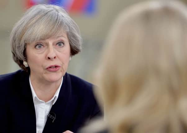 Prime Minister Theresa May is interviewed by Sophy Ridge on Sky News in London during the Ridge on Sunday programme. Photo: Press Association