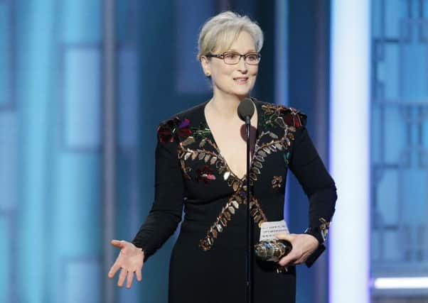Meryl Streep won the Cecil B. DeMille award and hit out at Donald Trump during her acceptance speech. Picture: Getty Images
