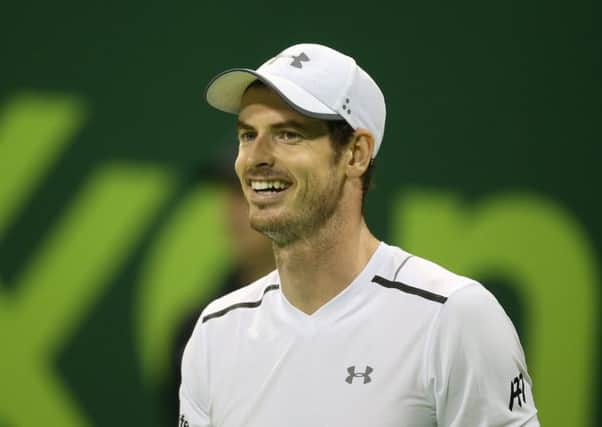 Sir Andy Murray smiles during the final of the ATP Qatar Open against Novak Djokovic. Picture: AK BijuRaj/Getty Images